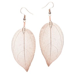 Véritables feuilles en Boucles d'oreilles - "Or rose"