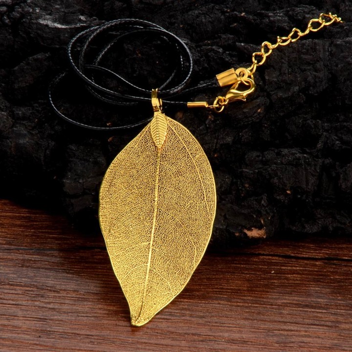 Véritable feuille en pendentif - "Or"