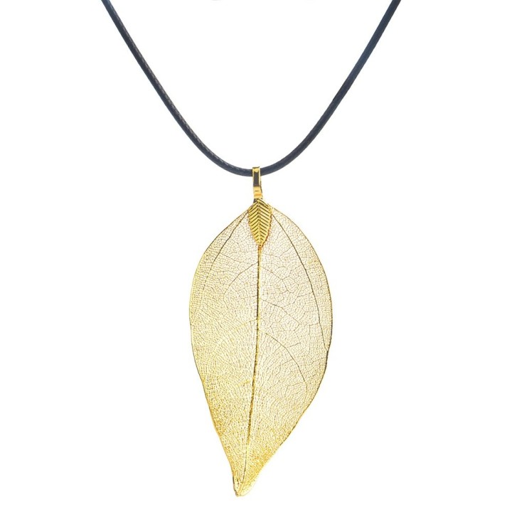 Véritable feuille en pendentif - "Or"