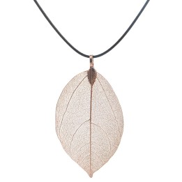 Véritable feuille en pendentif - "Or rose"