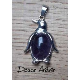 Pendentif Pingouin en Amethyste