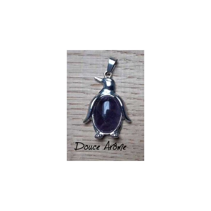 Pendentif Pingouin en Amethyste