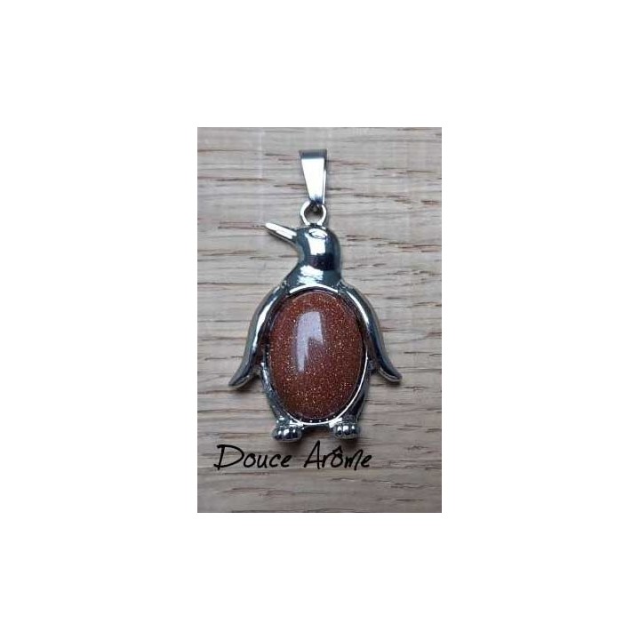 Pendentif Pingouin en Goldstone