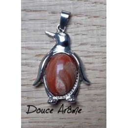 Pendentif Pingouin en Agate rouge