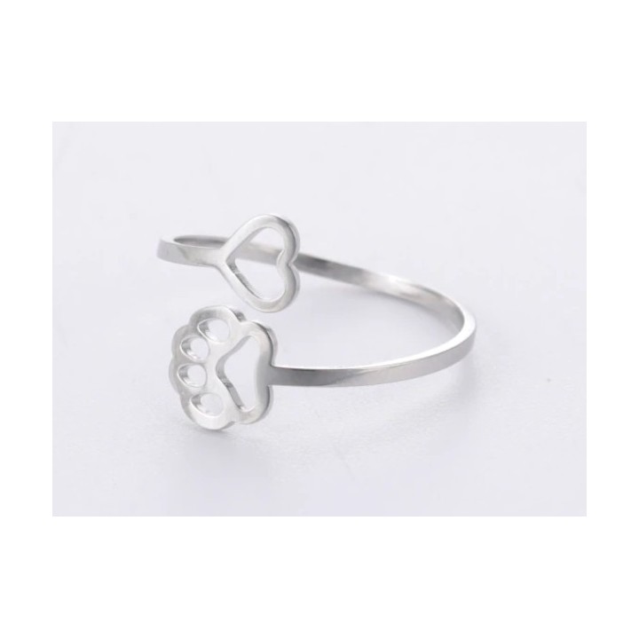 Bague Coeur & Empreinte de patte