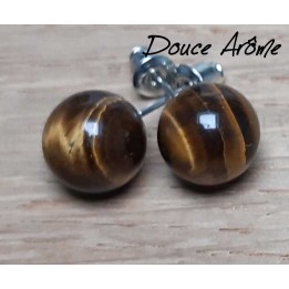 Boucles d'oreilles en Oeil du Tigre Doré