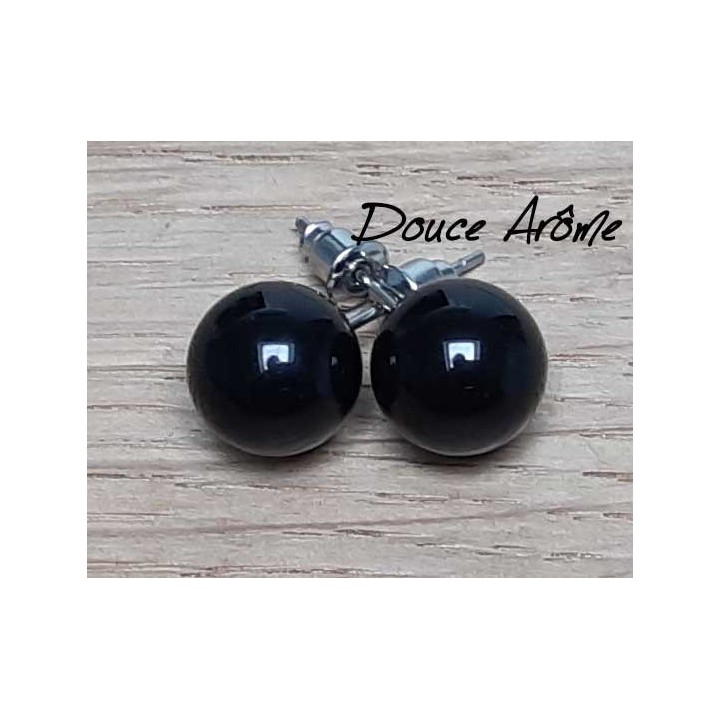 Boucles d'oreilles en Agate noire