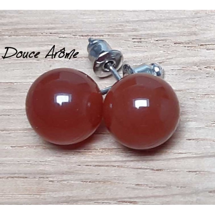 Boucles d'oreilles en Agate rouge