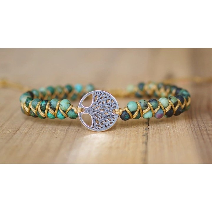Bracelet - Jaspe Africain & Arbre de vie