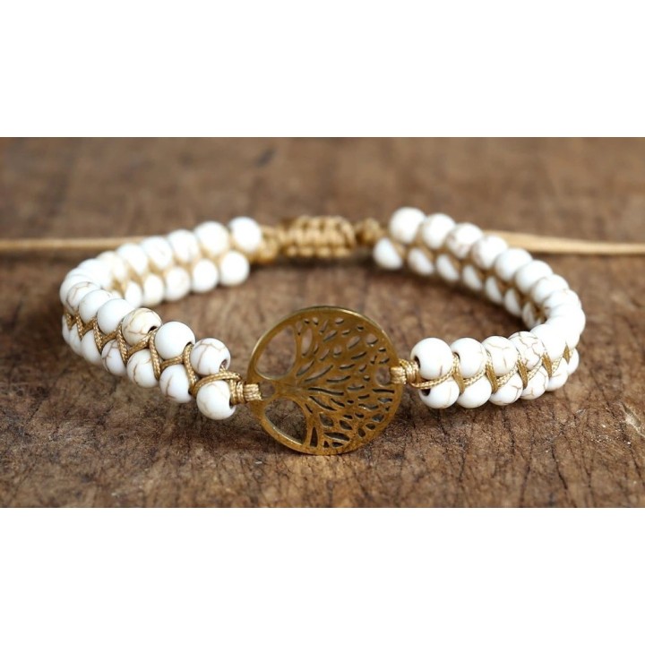 Bracelet - Howlite & Arbre de vie