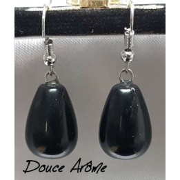 Boucles d'oreilles en Obsidienne noire