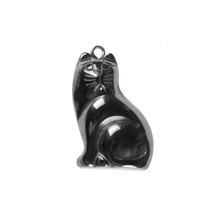 Pendentif chat en Hématite