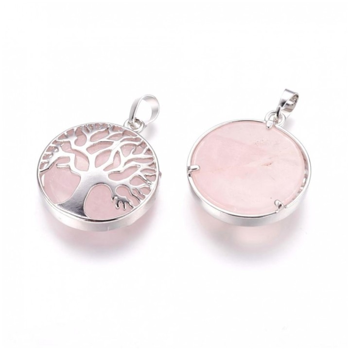 Collier Arbre de vie Qartz rose