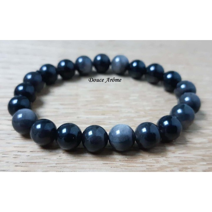 Bracelet d'Obsidienne Argentée
