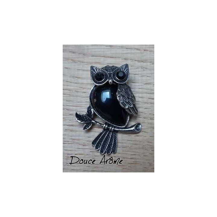 Pendentif chouette en Agate noire