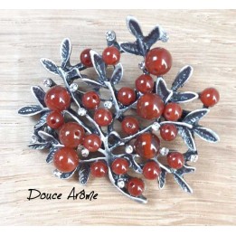 Broche Arbuste en Agate rouge