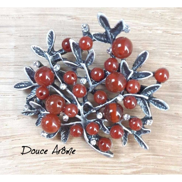 Broche Arbuste en Agate rouge
