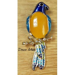 Broche Perroquet en Calcite jaune