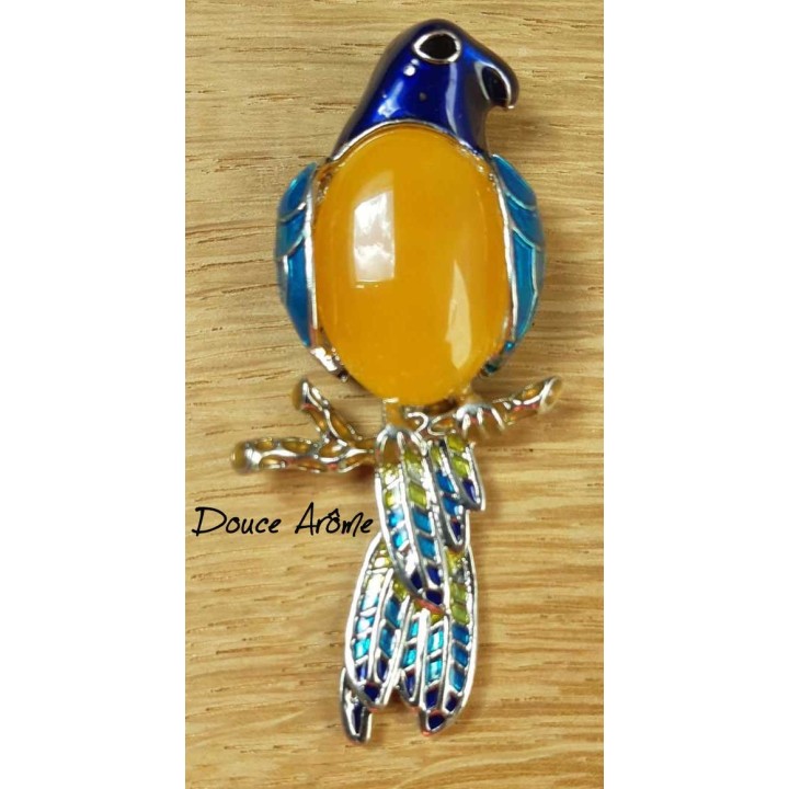 Broche Perroquet en Calcite jaune