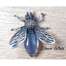 Broche Abeille en Quartz fumé
