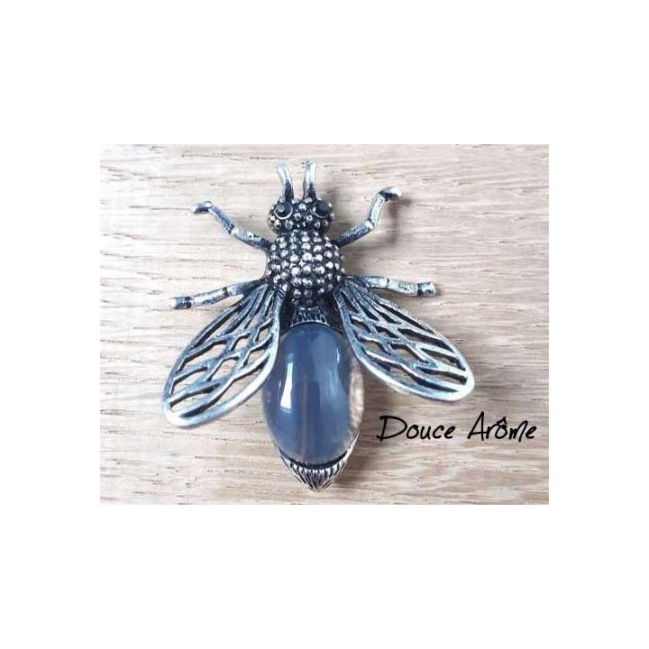 Broche Abeille en Quartz fumé
