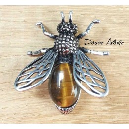 Broche Abeille en Oeil du Tigre