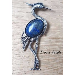 Broche Héron en Lapis Lazuli