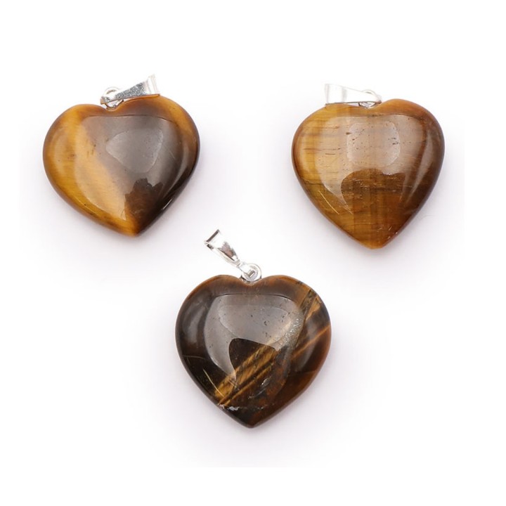 Pendentif coeur en Oeil du Tigre