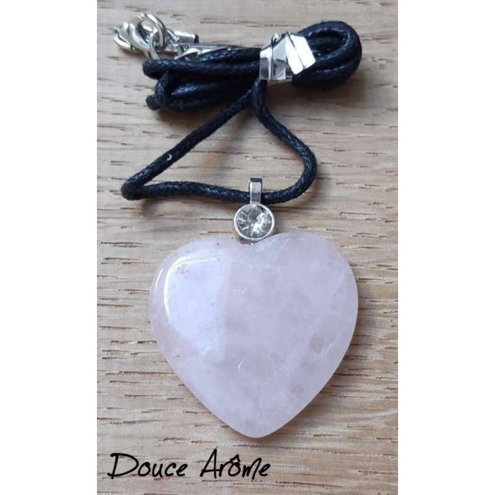 Pendentif coeur en Quartz rose
