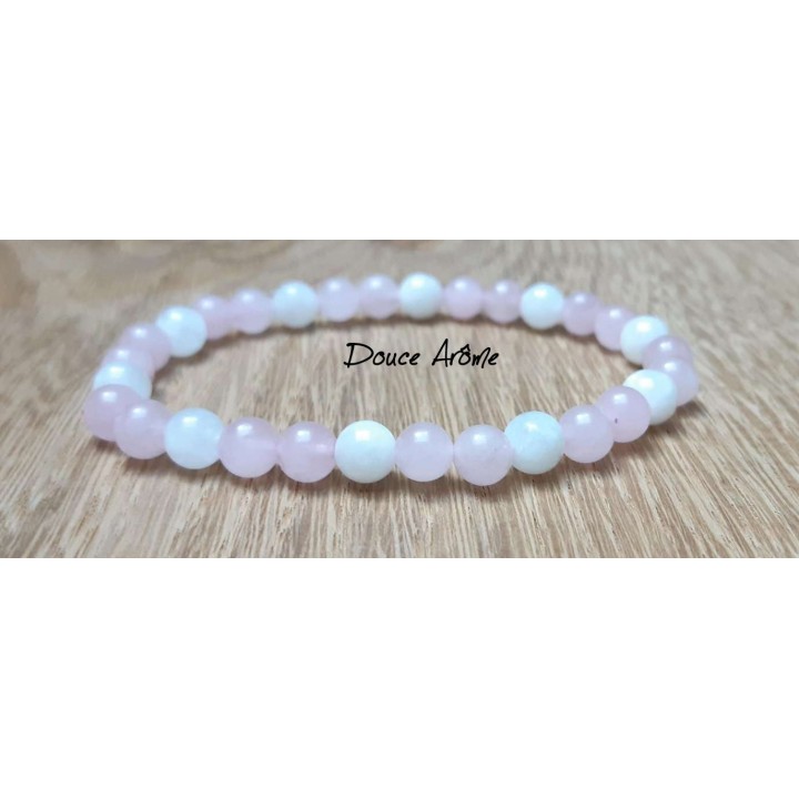 Bracelet Quartz rose & Pierre de lune 