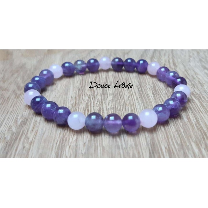 Bracelet Amethyste & Quarz rose