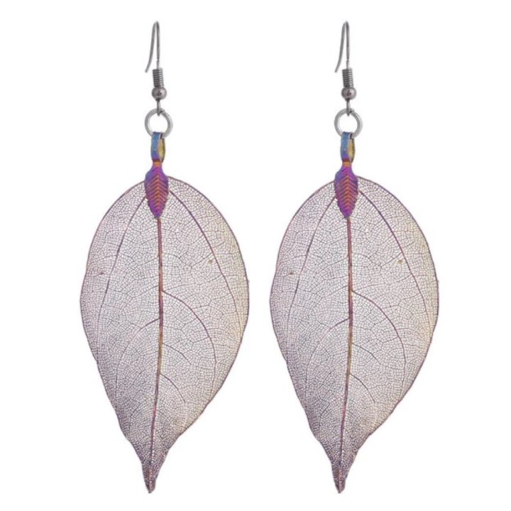 Véritables feuilles en Boucles d'oreilles - "Multicolor"