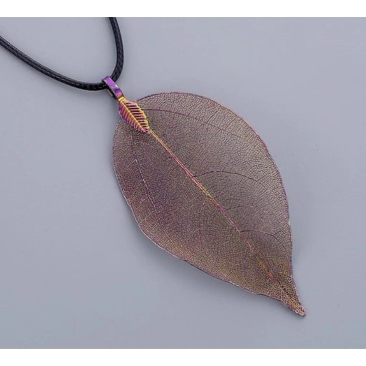 Véritable feuille en Pendentif - "Multicolor"