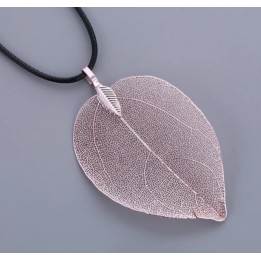 Véritable feuille en Pendentif - "rose"