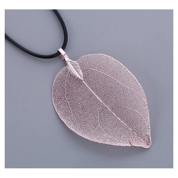 Véritable feuille en Pendentif - "rose"