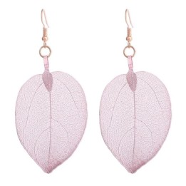Véritables feuilles en Boucles d'oreilles - "rose"