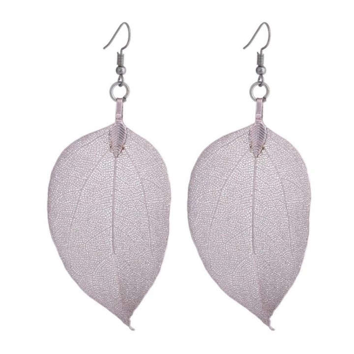 Véritables feuilles en Boucles d'oreilles - "violet"