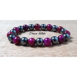 Bracelet de Quartz Rose et Hématite