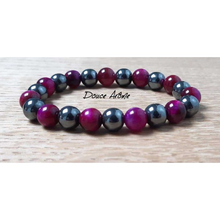 Bracelet de Quartz Rose et Hématite