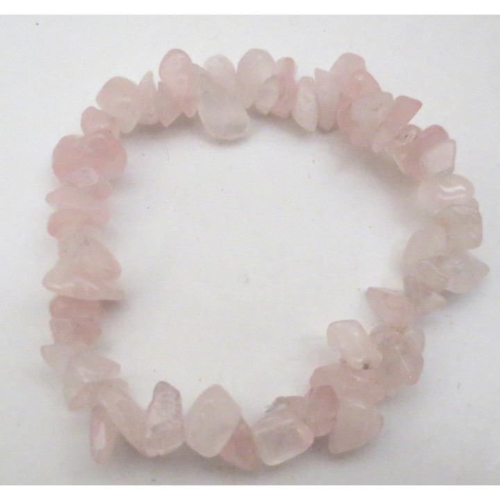 Bracelet en Eclats de Pierre de Quartz rose