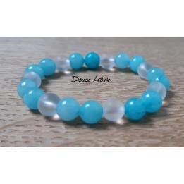 Bracelet d'Aigue-marine et Cristal de roche