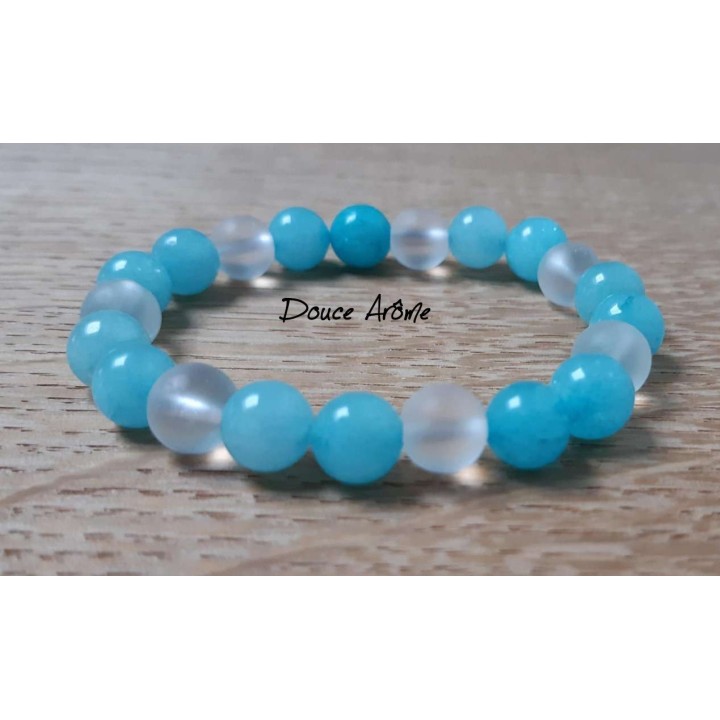 Bracelet d'Aigue-marine et Cristal de roche