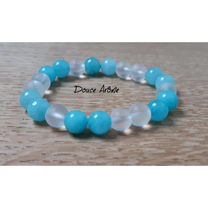 Bracelet d'Aigue-marine et Cristal de roche