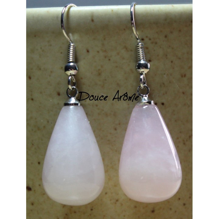 Boucles d'oreilles en Quartz rose