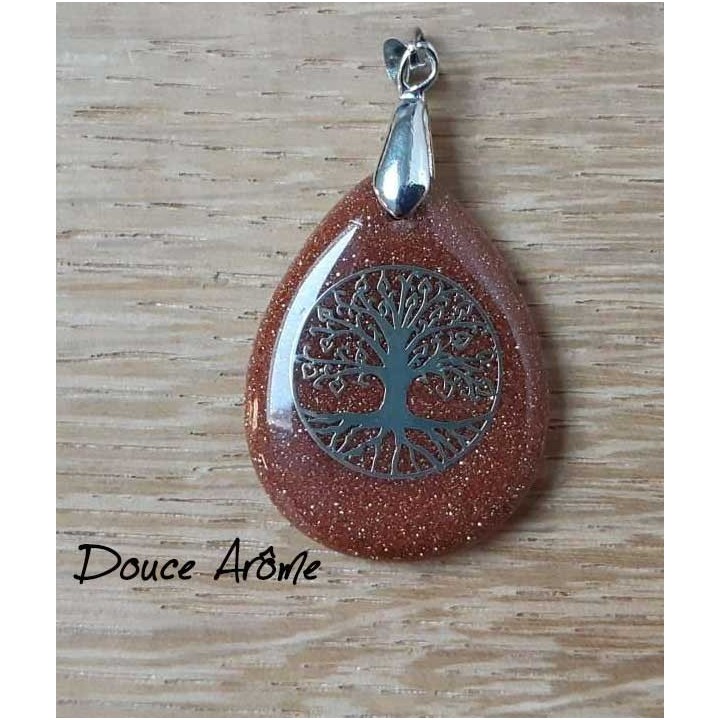 Pendentif Arbre de vie Goldstone