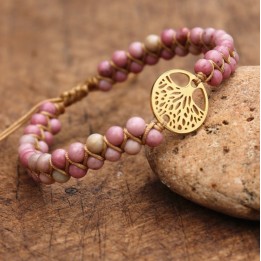 Bracelet tressé de Rhodonite