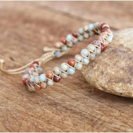 Bracelet tressé de Jaspe Aqua Terra