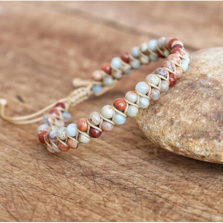 Bracelet tressé de Jaspe Aqua Terra