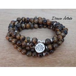 Mala 108 perles d'Oeil du Tigre Doré