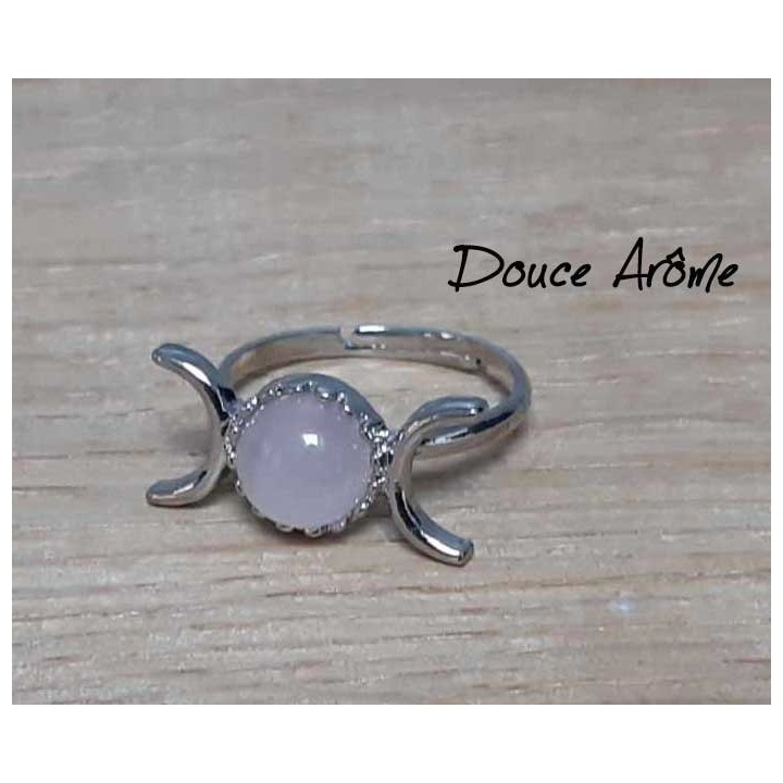 Bague Lune en Quartz rose